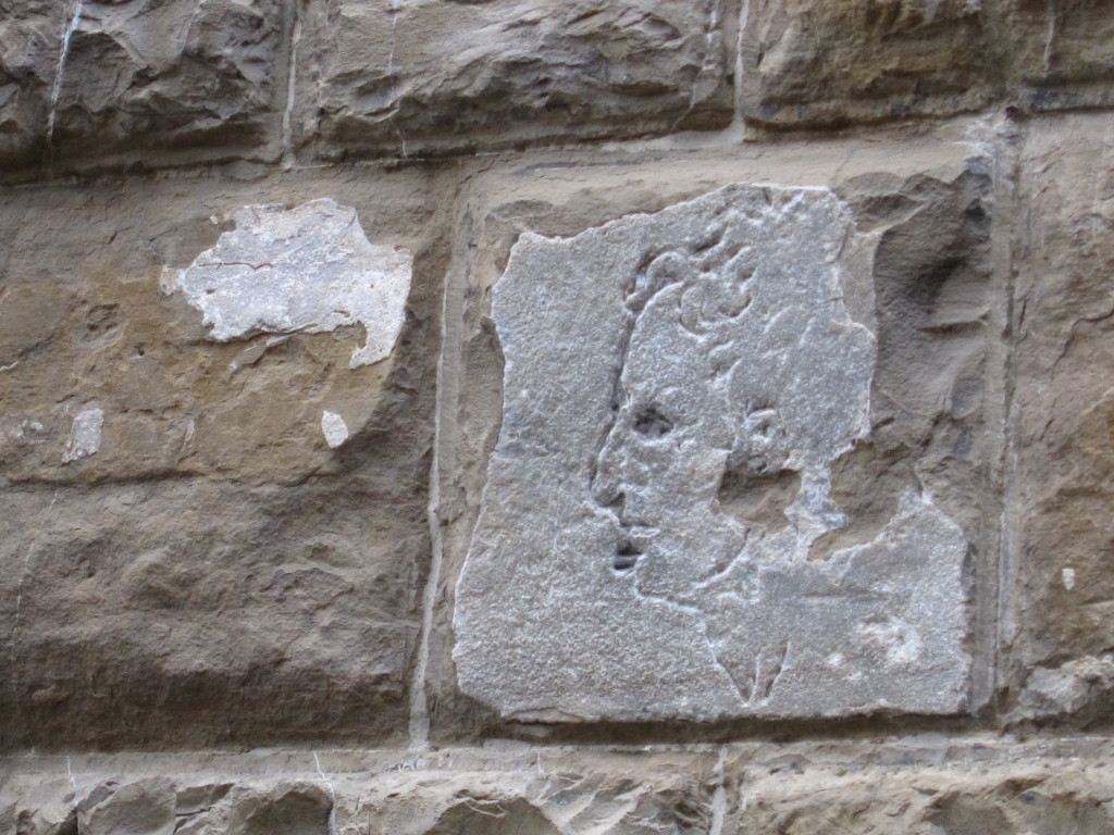 Michelangelo's own "graffiti", marking his territory on the Florence City hall.