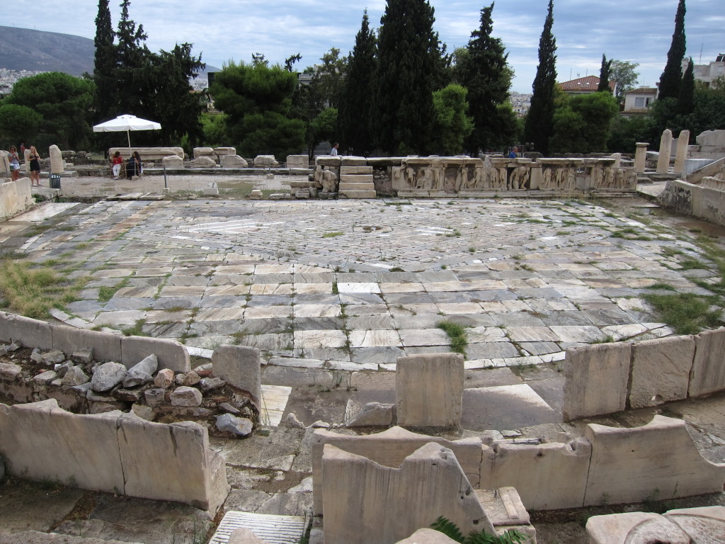 The view from the front rows in the Theater of Dionysus