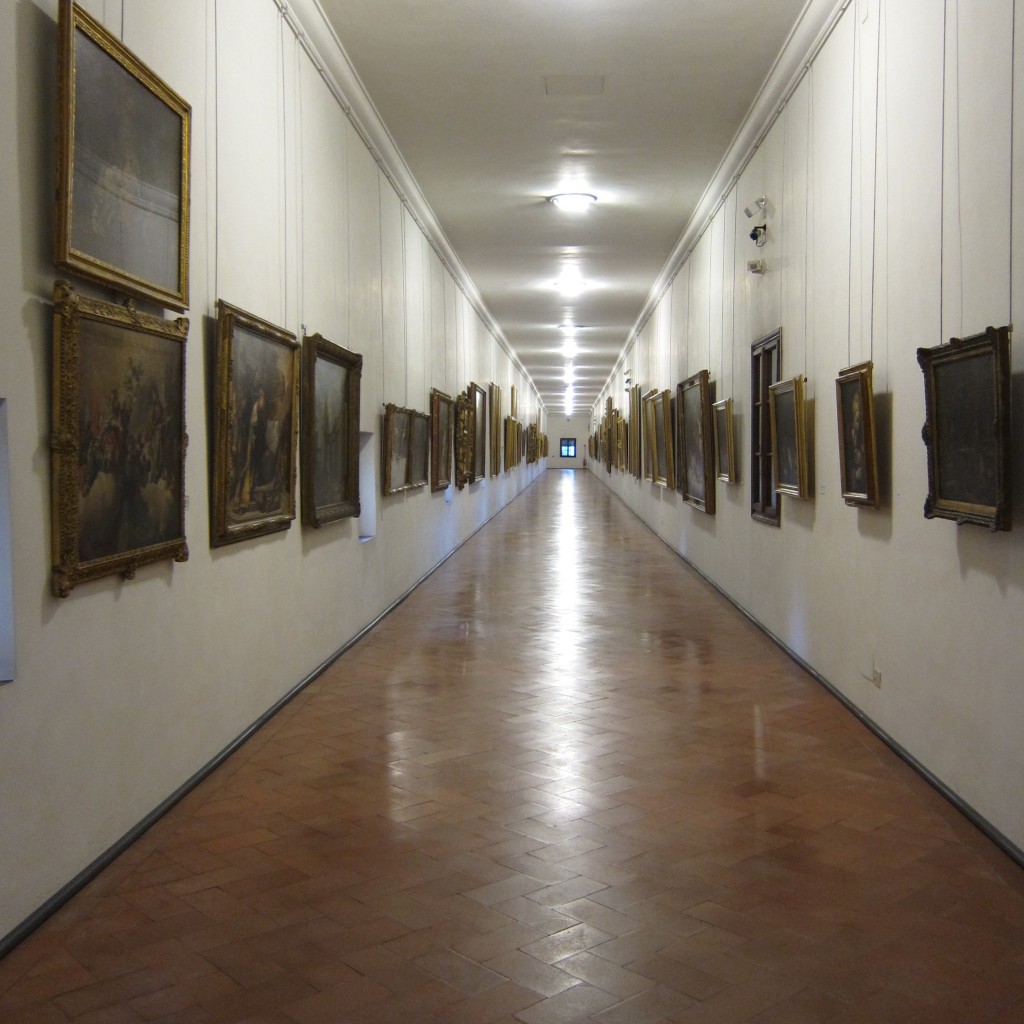 Inside the Vasari corridor- 1 kilometer long connecting Palazzo Pitti to Palazzo Vecchio.