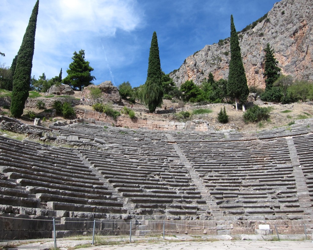 The actor's perspective looking up at Mt. Parnassus