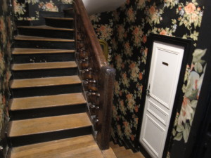 Up the winding wooden staircase to my room at the Hotel Esmeralda